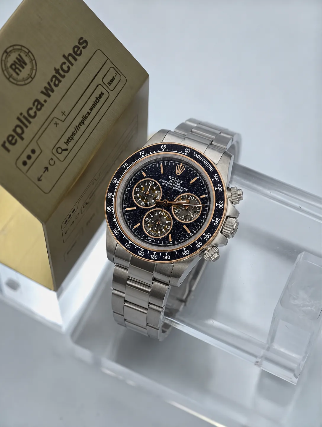 Rolex Ventura Daytona 4130 Movement 40mm Deep Blue Starry Dial Racing Chronograph ADG Super Clone Watch