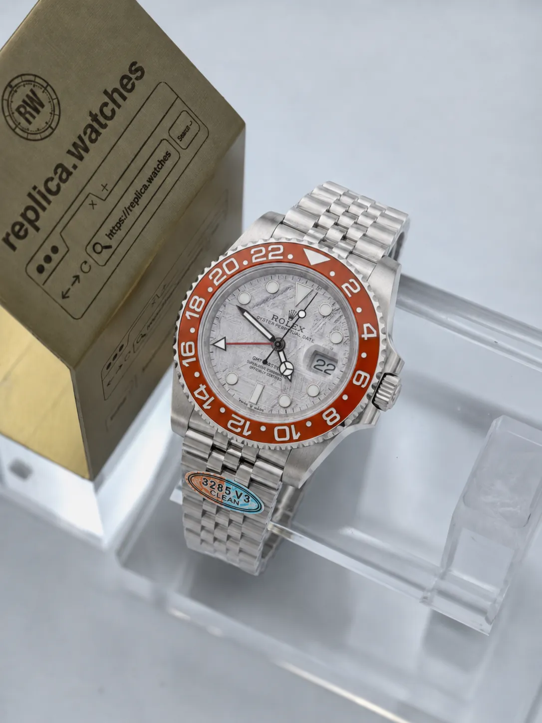 Rolex GMT-Master II 116710 Super Clone 40mm 3285 Movement Red Bezel Meteorite Dial Watch