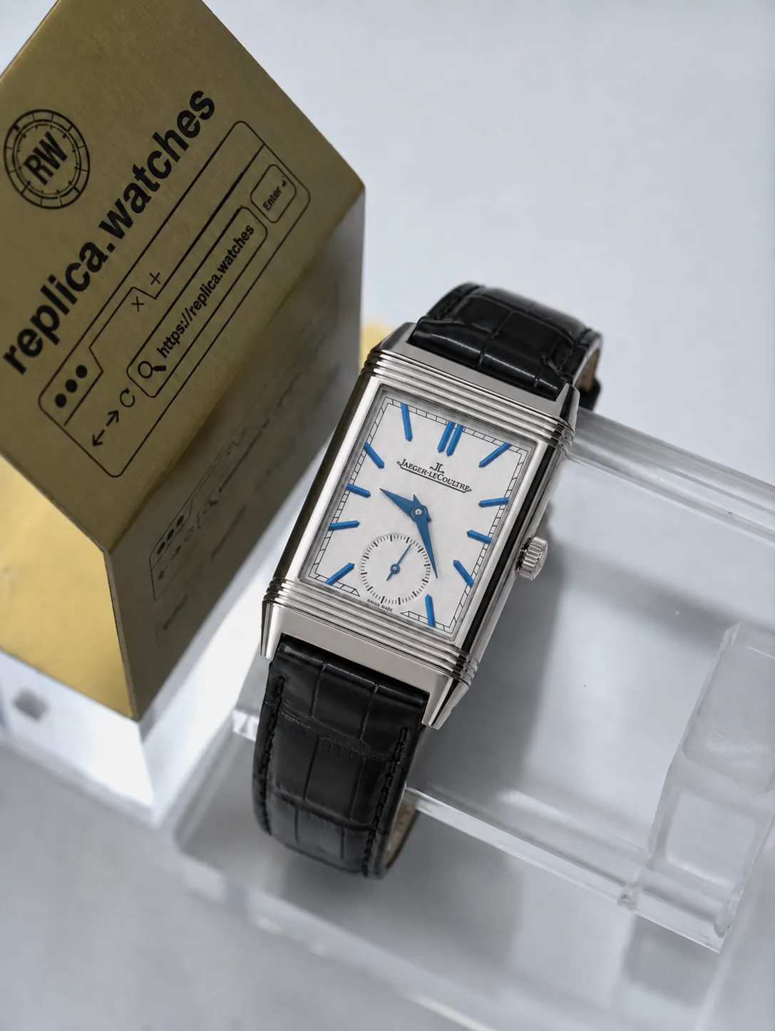 Jaeger-LeCoultre Reverso Tribute Q3908420 Super Clone MGF Art Deco Blue Dual Time Watch