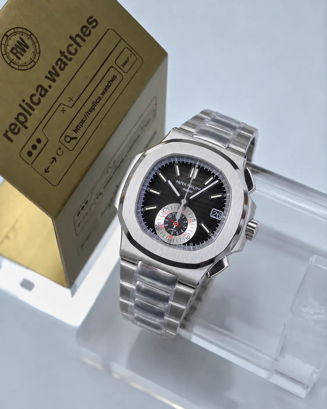 Patek Philippe Nautilus 5980/1A-014 40.5mm PPF Replica Gradient Black Dial Watch