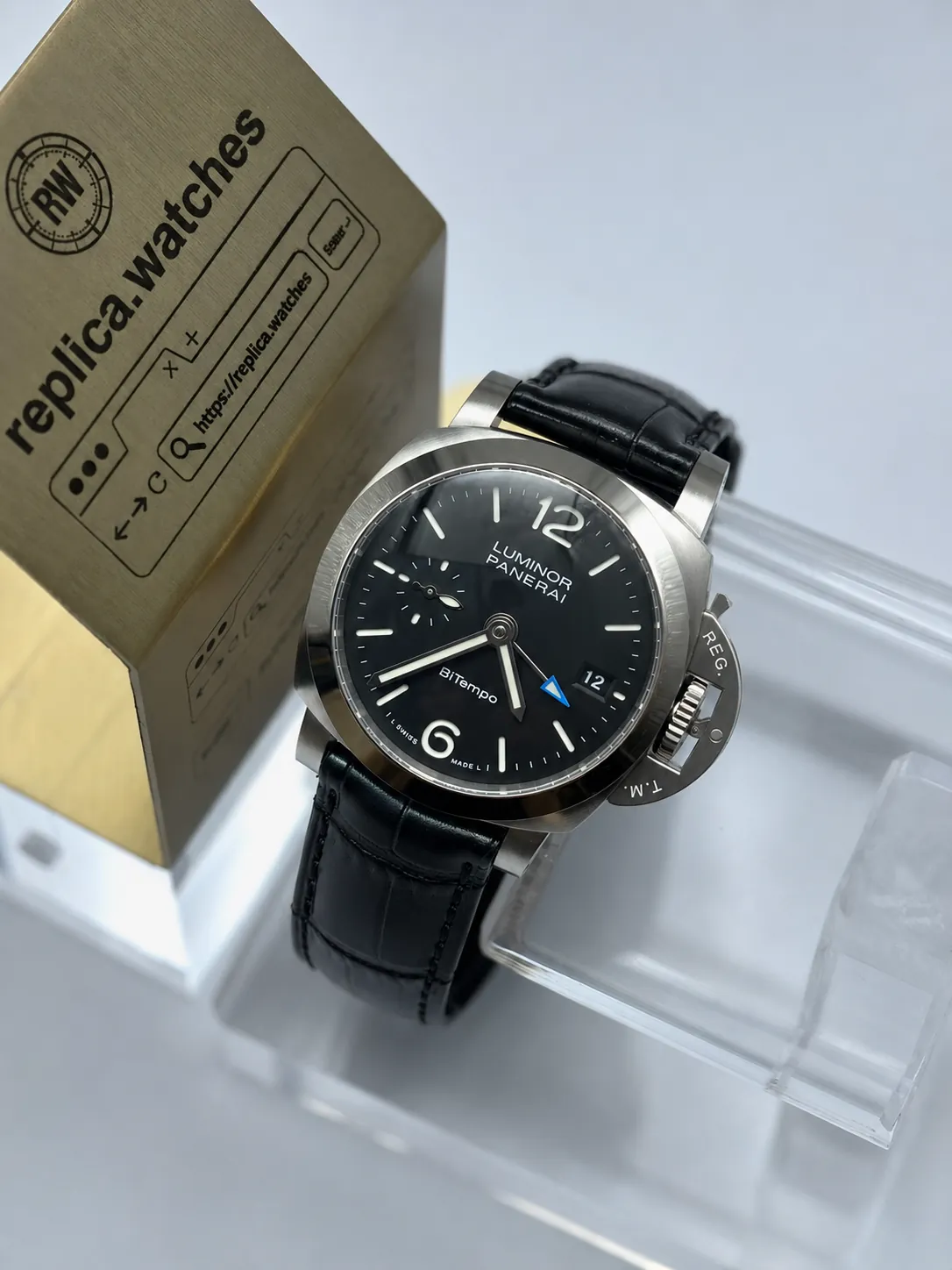 Panerai Luminor Quaranta BiTempo PAM01365 40mm P.900 Movement Black Dial Stainless Steel Super Clone Watch