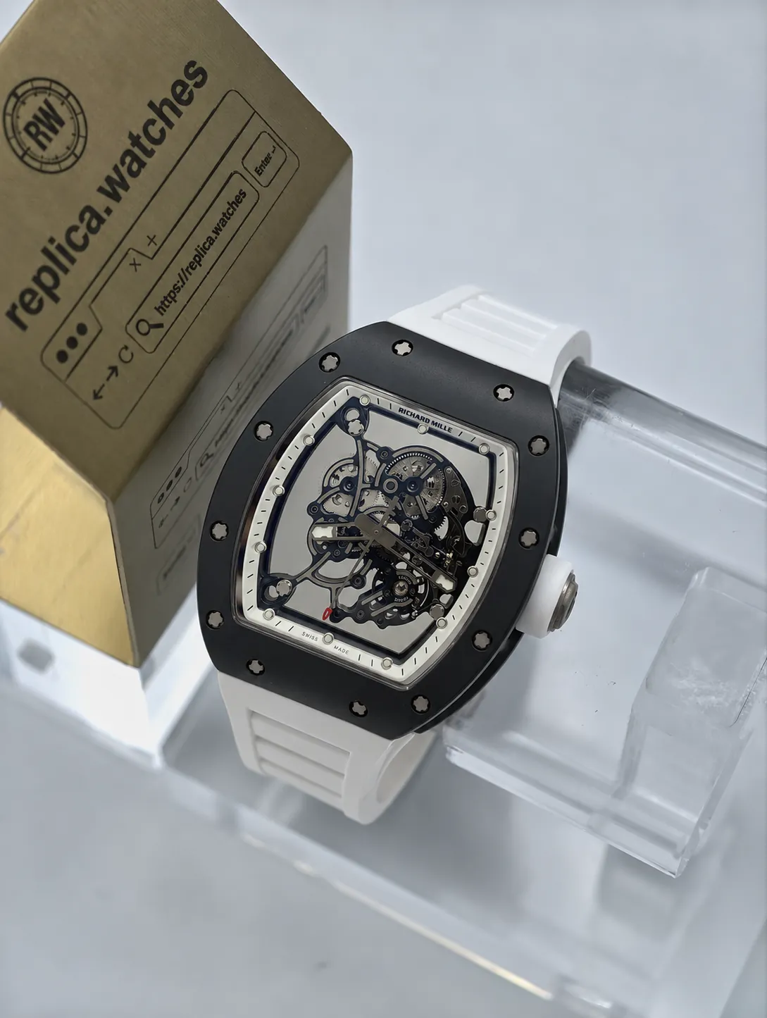 Richard Mille RM 055 49.9x42.7mm Replica Black Ceramic Skeleton Watch
