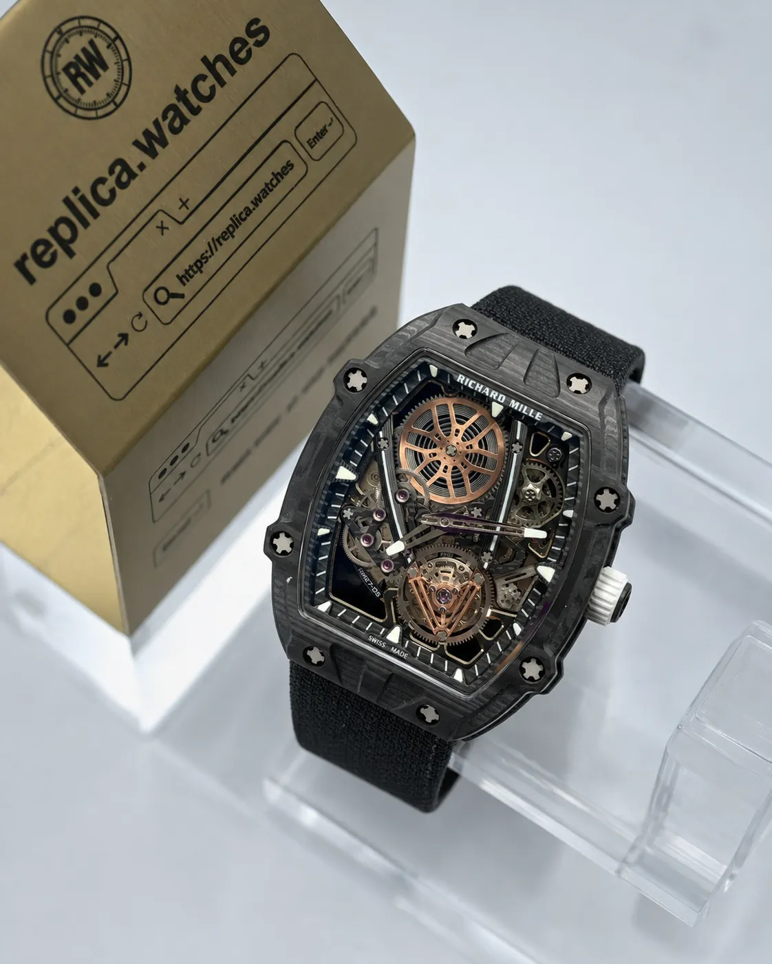 Richard Mille RM 27-05 Nadal 37mm Automatic Movement Carbon Fiber Skeleton RMF Super Clone Watch