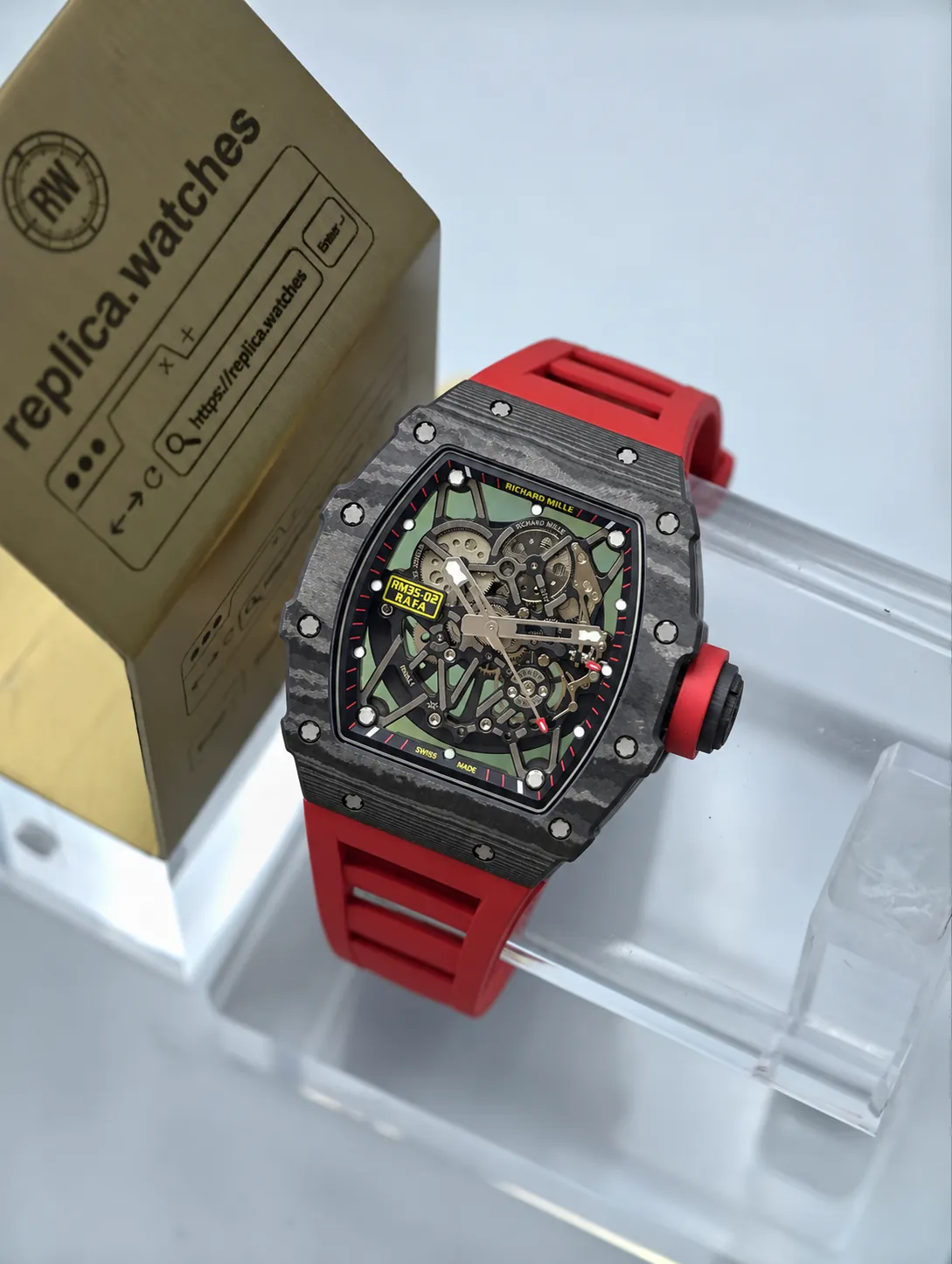 Richard Mille RM 35-02 Free Sprung Carbon Fiber Lightweight Openworked Replica Watch