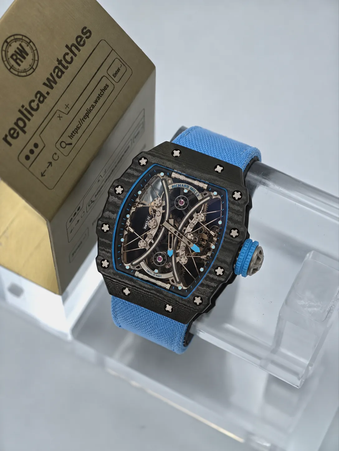 Richard Mille RM 53-01 Tourbillon Pablo Mac Donough Carbon Fiber Skeleton Lightweight Replica Watch
