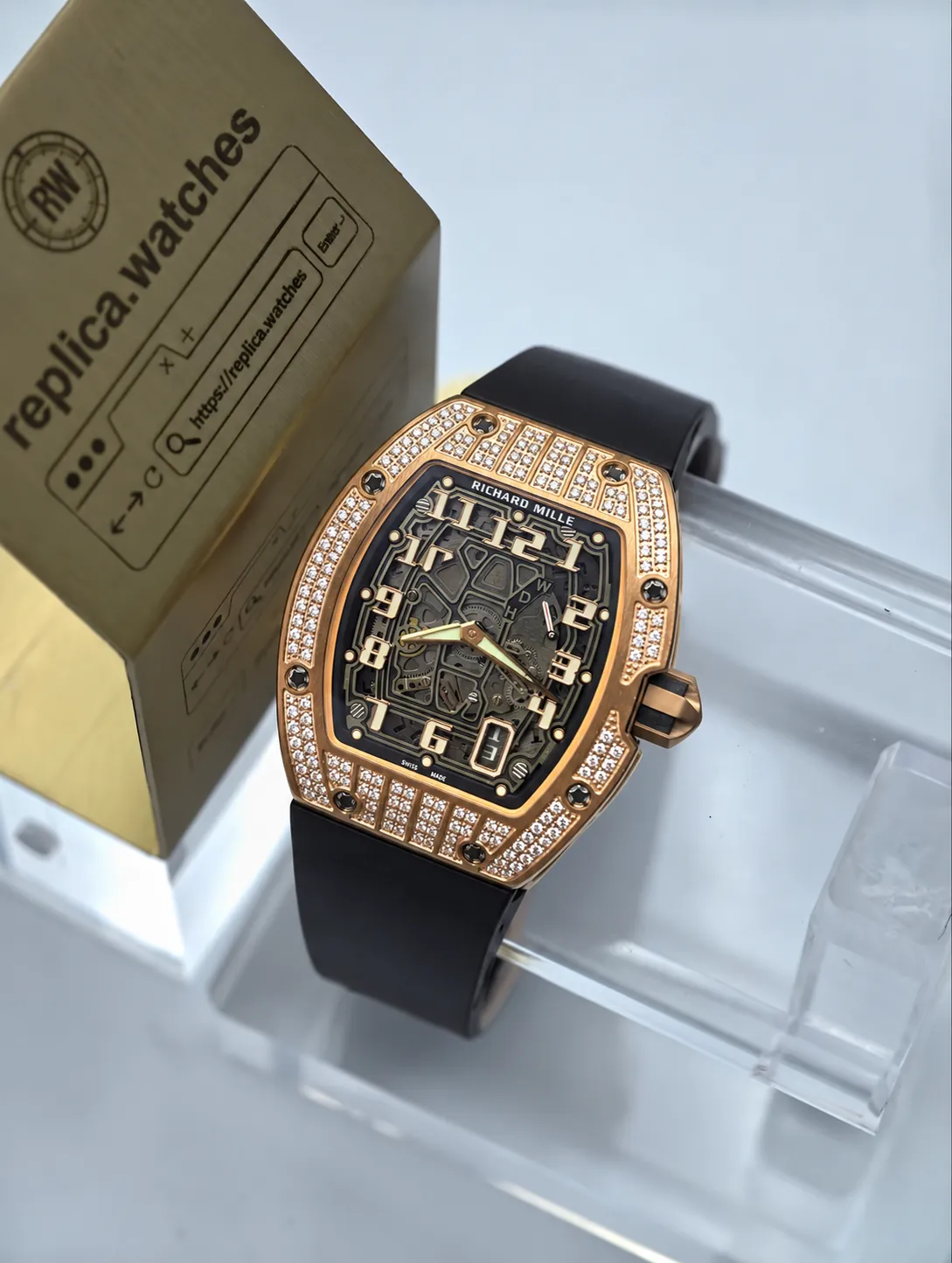 Richard Mille RM 67-01 Extra Flat Automatic Rose Gold Diamond Skeleton Replica Watch