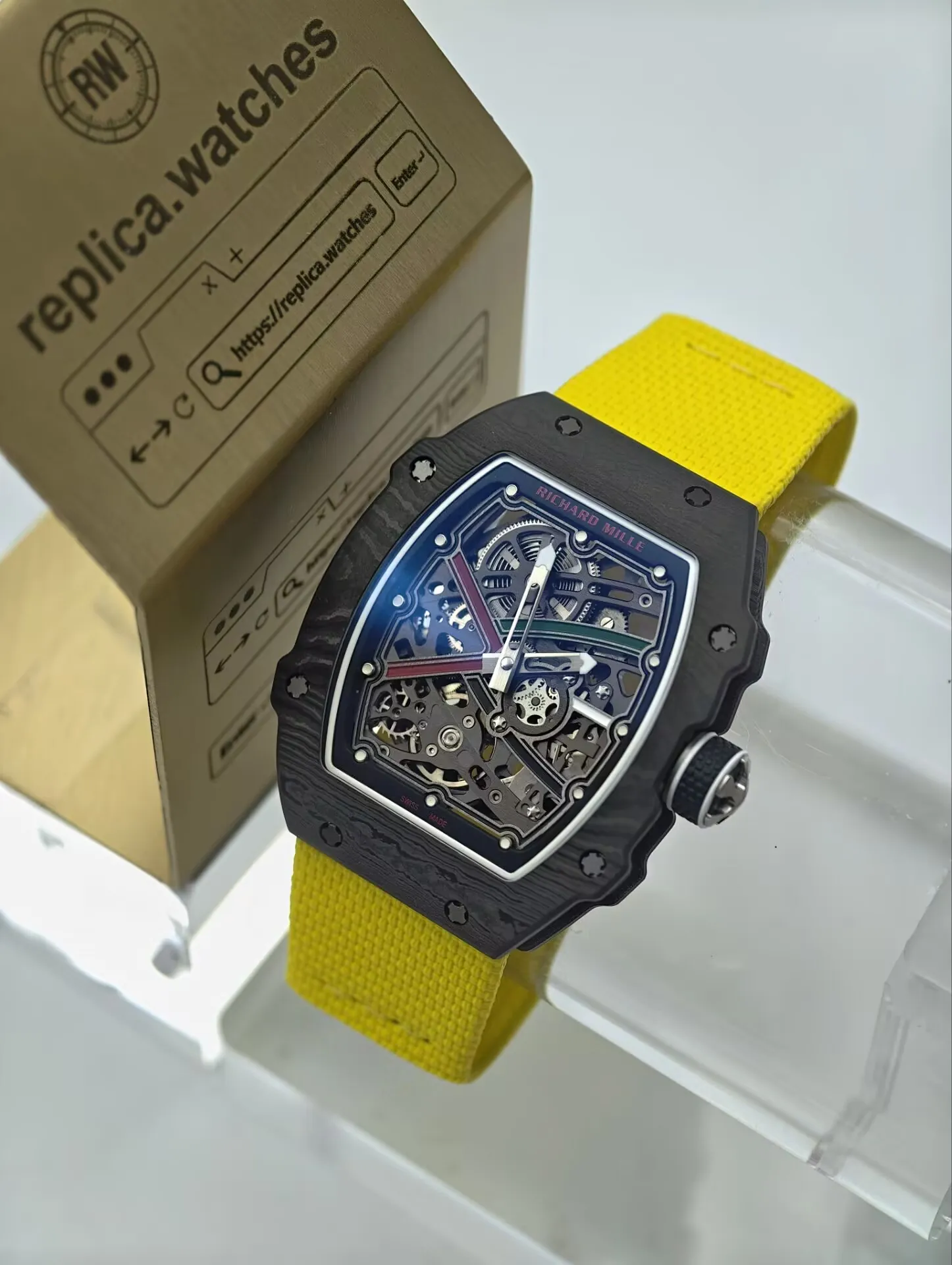 Richard Mille RM 67-02 39mm CRMA7 Movement Black Carbon TPT Skeleton Replica Watch