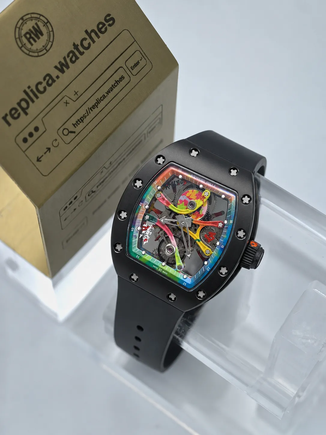 Richard Mille RM 68-01 Graffiti Rainbow Art Tourbillon RMF Replica  Skeleton Watch
