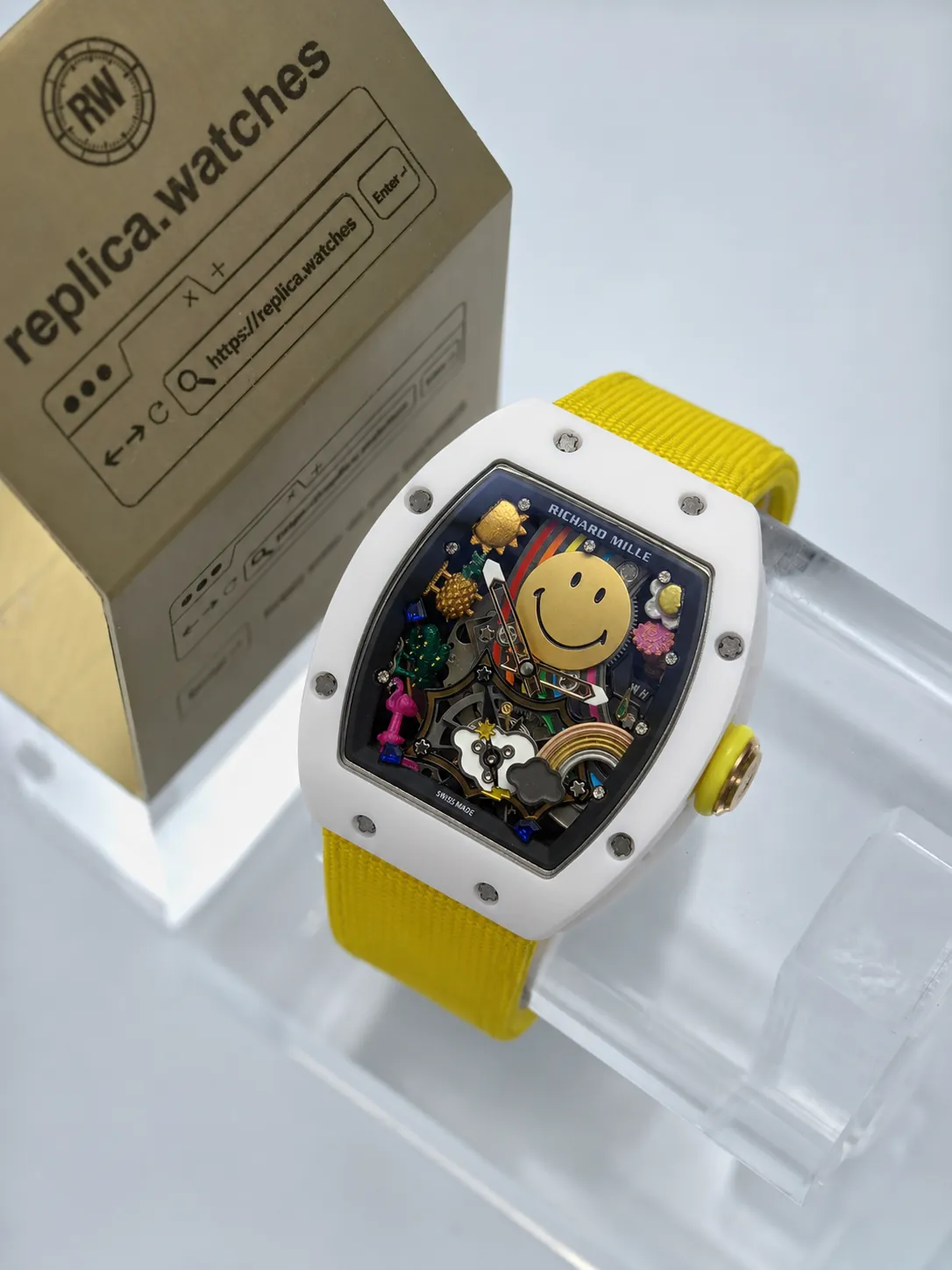 Richard Mille RM 88 48mm Automatic Movement Ceramic Tourbillon Smiley Replica Watch
