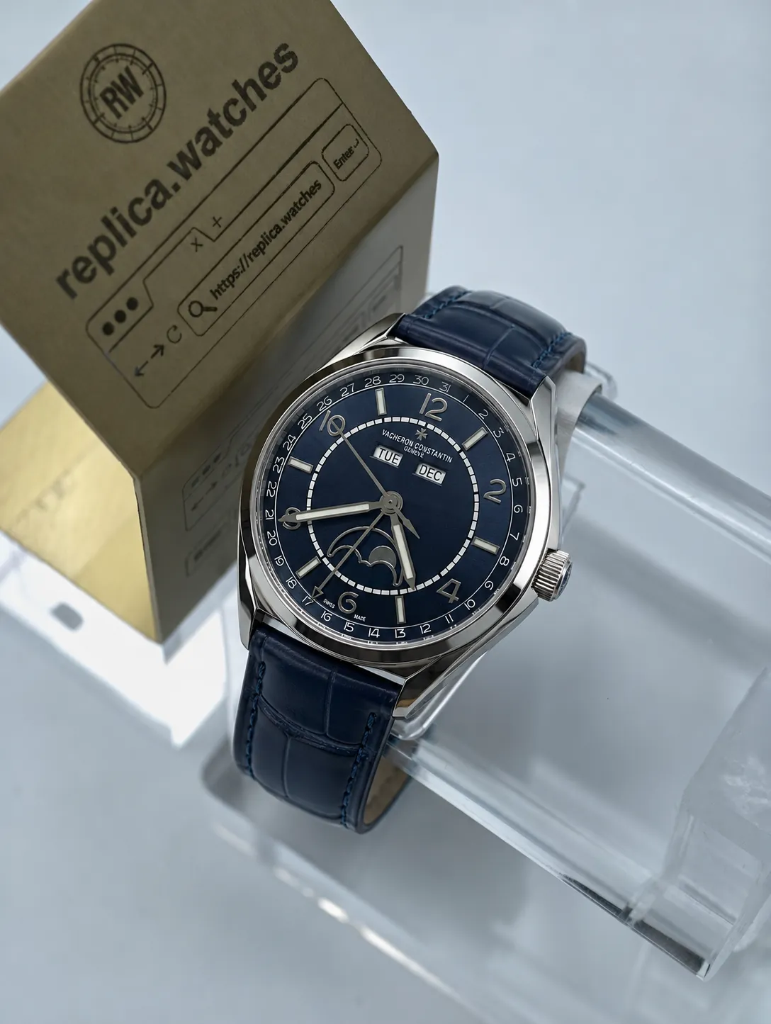 Vacheron Constantin Fiftysix 4000E/000A-B548 40mm 2460 QCL/1 Movement Elegant Moon Phase Replica Watch