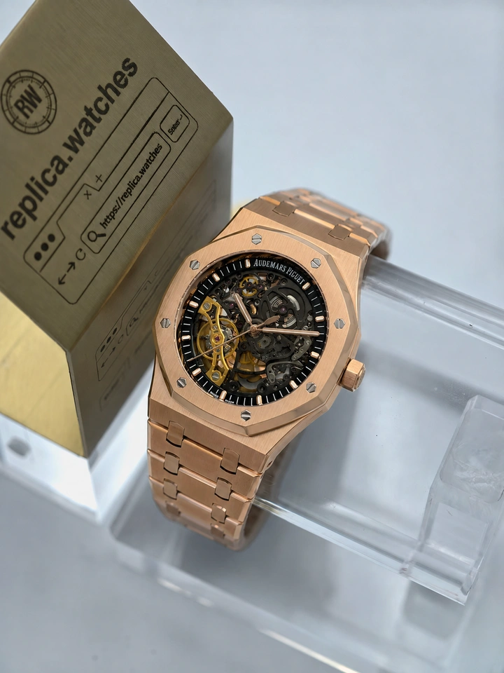 Audemars Piguet Royal Oak 15407OR.OO.1220OR.01 Super Clone Watch 41mm Rose Gold Openworked Dial Clone Calibre 3132