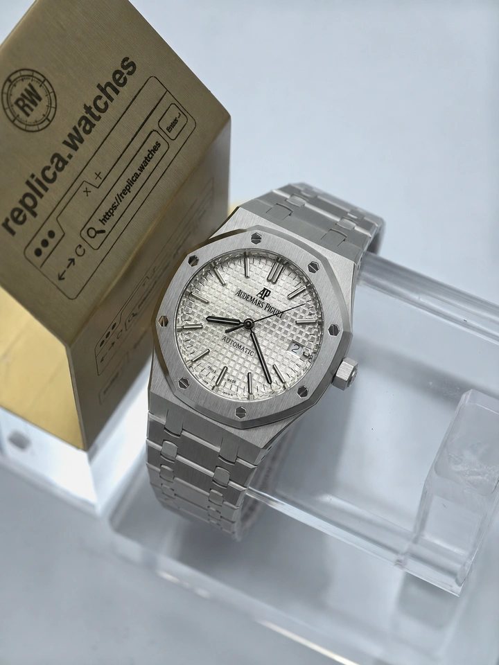 Audemars Piguet Royal Oak 15450ST.OO.1256ST.01 Super Clone Watch 37mm Silver Grande Tapisserie Dial Clone Calibre 3120