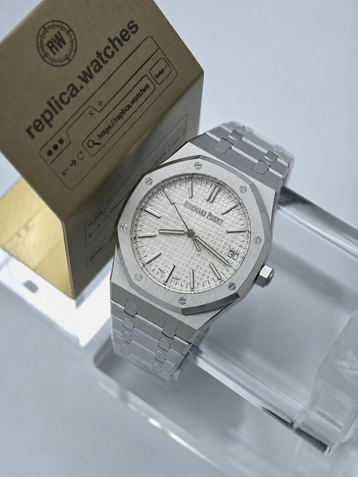 Audemars Piguet Royal Oak 15500ST Clone Watch 41mm Silver Grande Tapisserie Dial Super Clone Calibre 4302