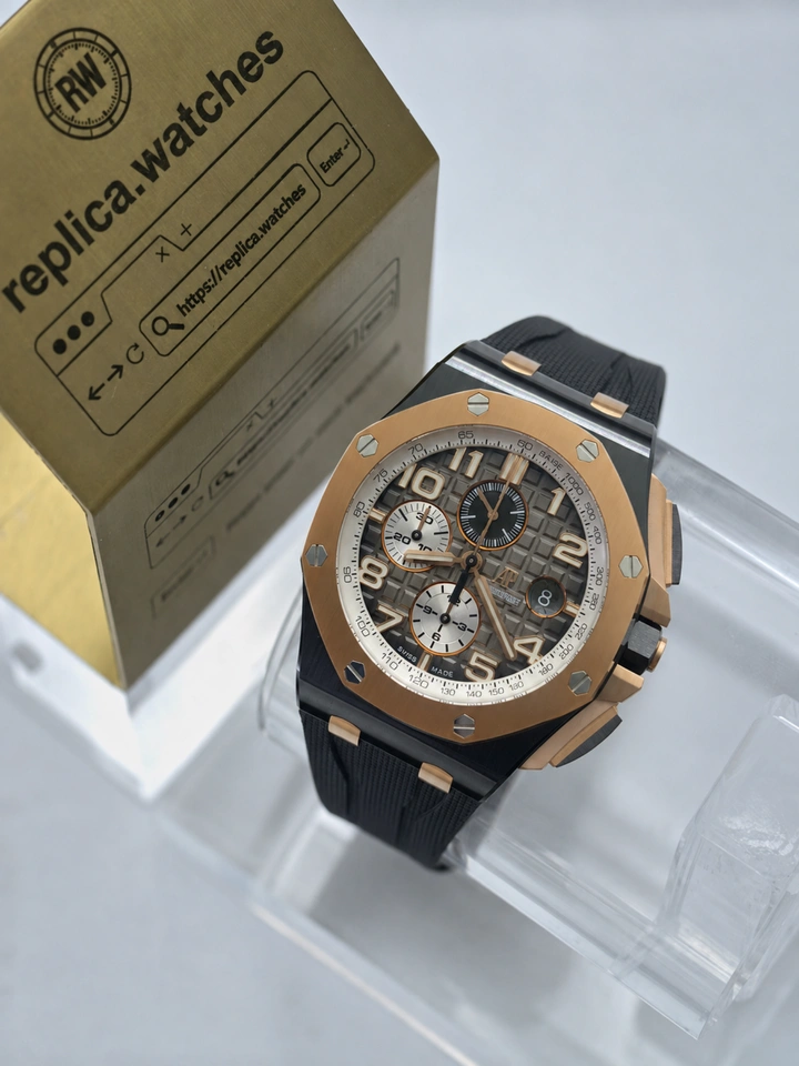Audemars Piguet Royal Oak Offshore 26405NR Clone Watch 44mm Black Ceramic Smoked Grey Mega Tapisserie Dial