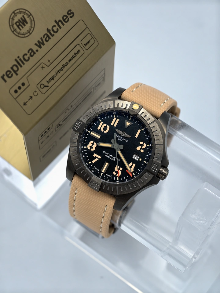 Breitling Avenger Automatic GMT 45 Night Mission V32395101B1X2 Super Clone Watch Black DLC Titanium
