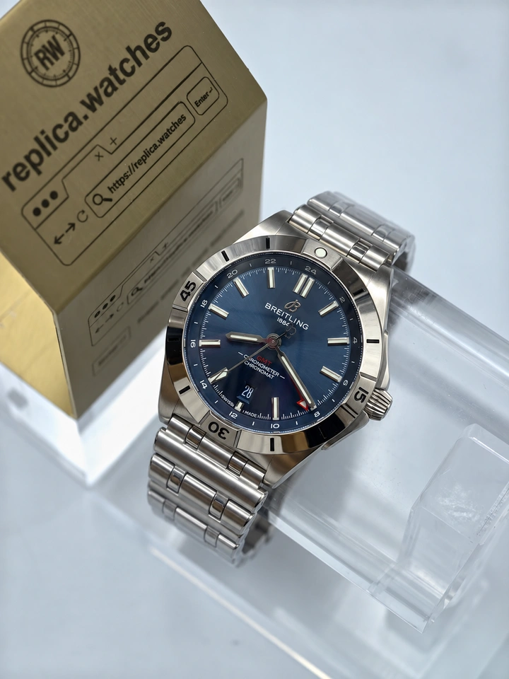 Breitling Chronomat Automatic GMT 40 A32398101C1A1 Super Clone Watch Blue Dial Steel Bracelet Cal.32 GMT Movement