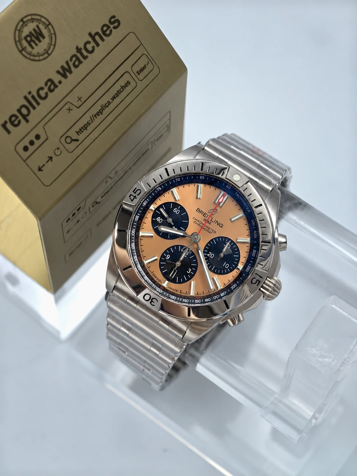 Breitling Chronomat B01 42 AB0134101K1A1 Copper Salmon Dial Chronograph Clone Cal.01 Movement 1:1 Clone Watch