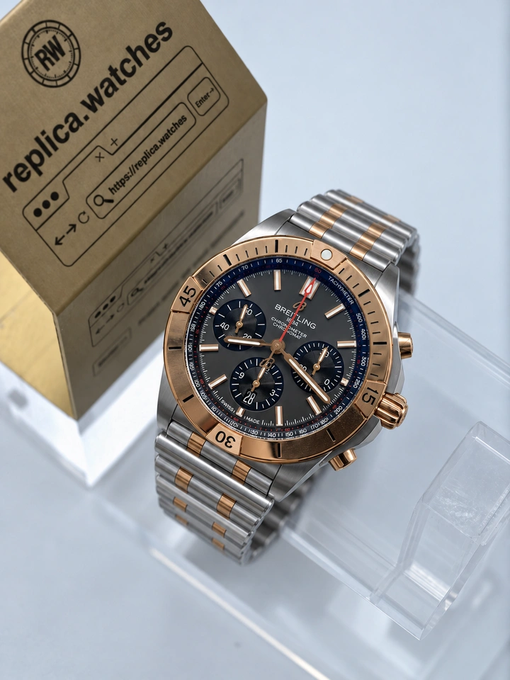 Breitling Chronomat B01 42 UB0134101B1U1 Super Clone Watch Anthracite Dial Two Tone Stainless Steel 42mm Automatic Clone