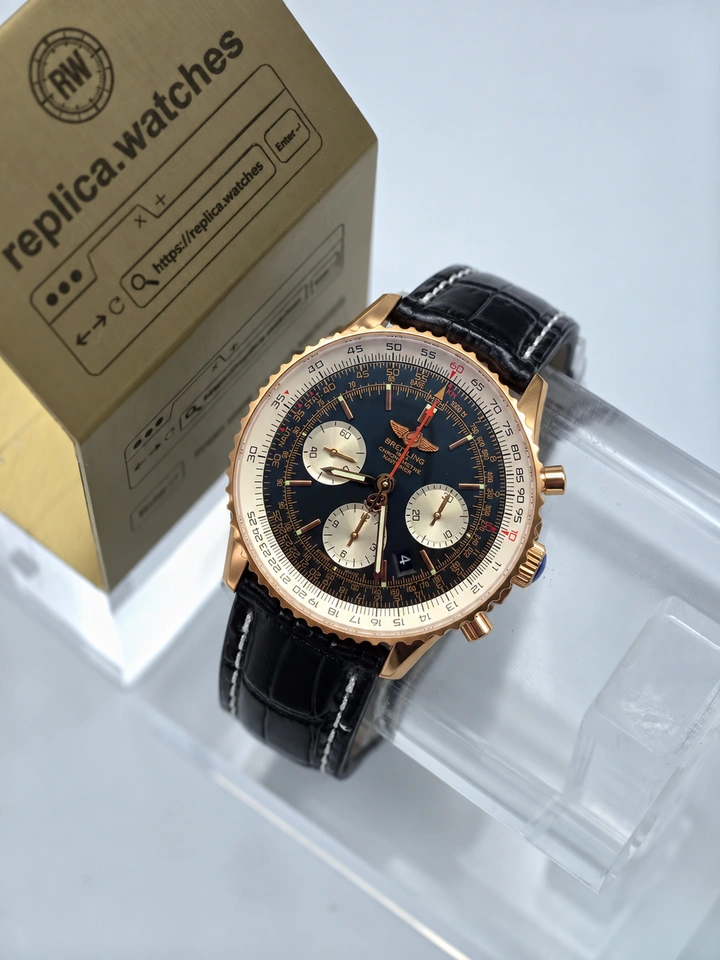 Breitling Navitimer 01 RB012012/BA49 Black Dial Rose Gold Chronograph Automatic Watch 1:1 Clone