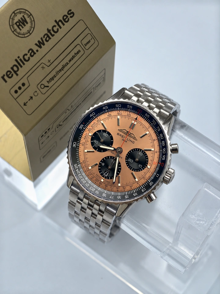 Breitling Navitimer AB0138241K1A1 Super Clone Watch 43mm Copper Dial Steel Bracelet Clone Cal.B01 Movement