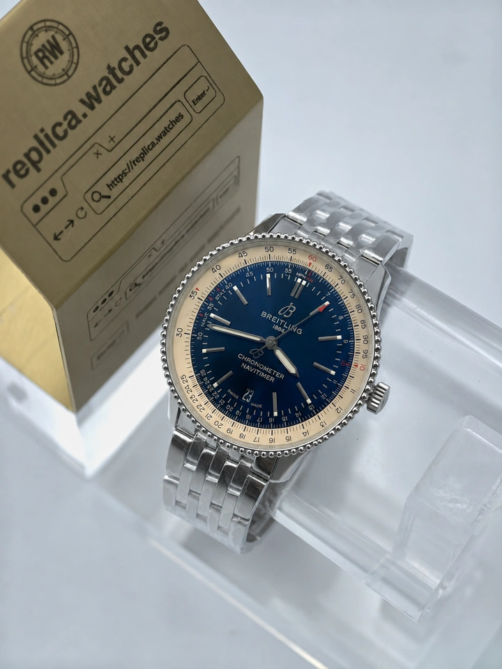 Breitling Navitimer Automatic 38 A17325211C1A1 Super Clone Watch Blue Dial Steel Bracelet Clone Cal.17 Movement