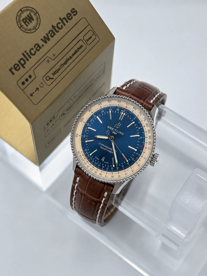 Breitling Navitimer Automatic A17325211C1P4 Clone Watch 38mm Blue Dial Brown Leather Strap Super Clone Cal.17