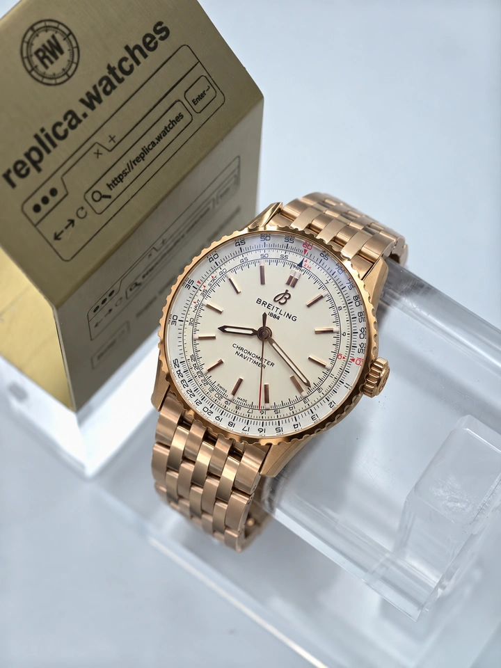 Breitling Navitimer Automatic R17329F41G1R1 Clone Watch 41mm Cream Dial Rose Gold Plated Cal.17 Super Clone Movement