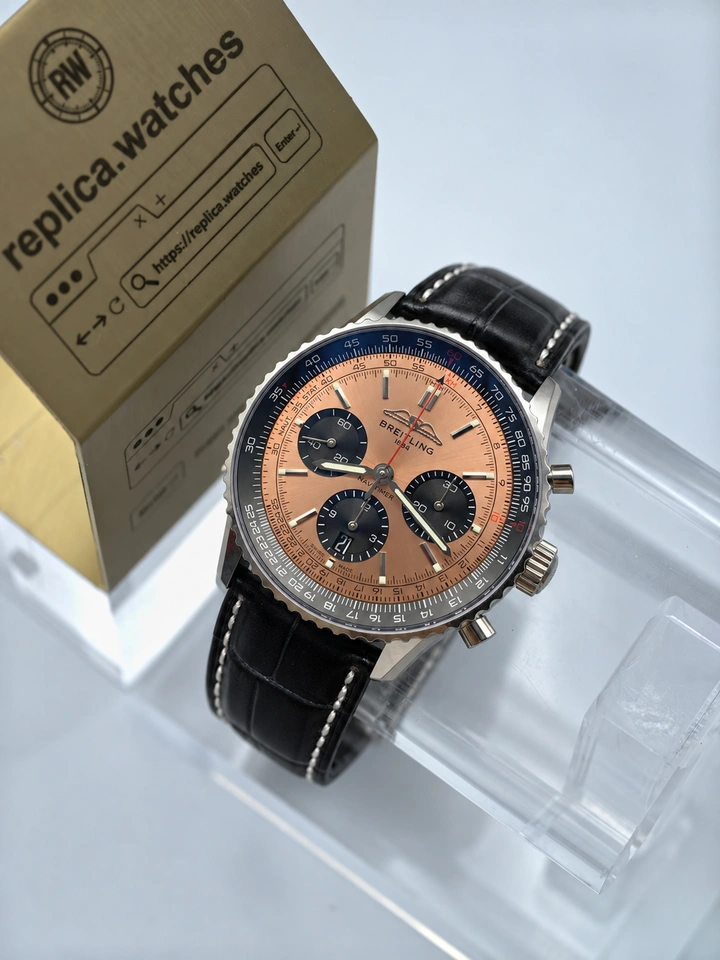 Breitling Navitimer B01 Chronograph 43 AB0138241K1P1 Salmon Dial Automatic Watch Super Clone
