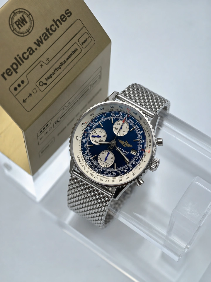 Breitling Old Navitimer II A13322 Super Clone Watch 42mm Blue Dial Stainless Steel Chronograph