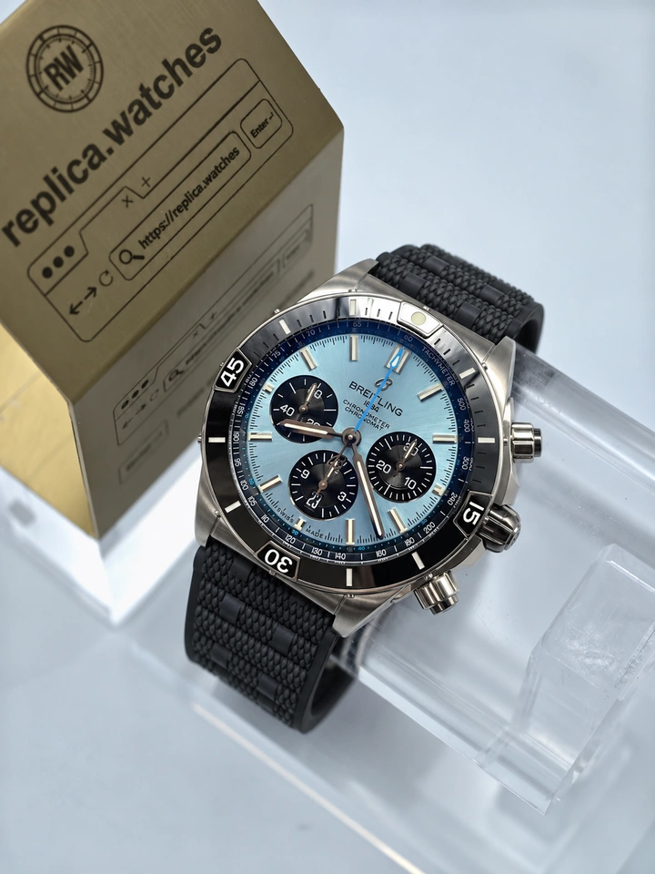 Breitling Super Chronomat B01 44 PB0136251C1S1 Ice Blue Dial Automatic Chronograph Black Ceramic Bezel 1:1 Clone Watch