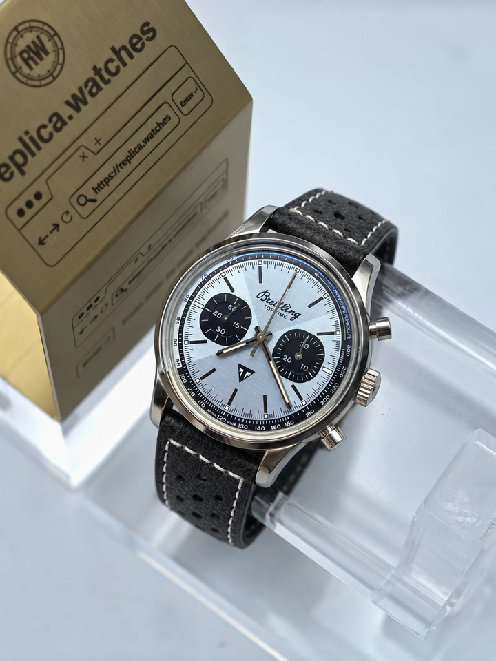 Breitling Top Time Triumph AB01764A1C1X1 Super Clone Watch Ice Blue Dial Steel Case Clone Cal.01 Leather Strap