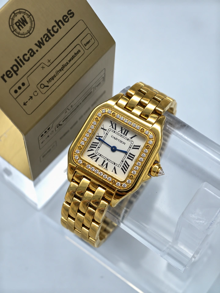 Cartier Panthère de Cartier WJPN0067 Yellow Gold Clone Watch 22mm Quartz White Dial Sapphire Crystal 1:1 Clone
