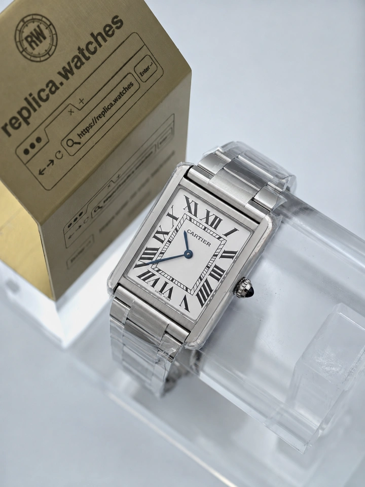 Cartier Tank Must WSTA0052 1:1 Clone Watch Stainless Steel White Dial Roman Numerals Quartz Movement