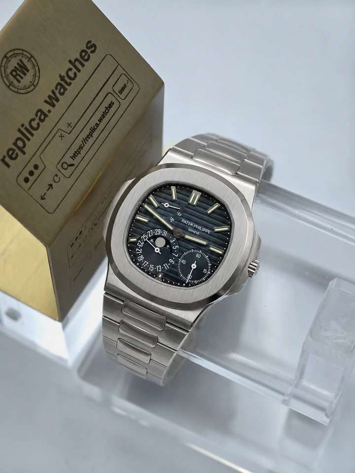 Patek Philippe Nautilus 5712/1A-001 Super Clone Watch 40mm Black Blue Dial Clone Caliber 240 PS Automatic Movement