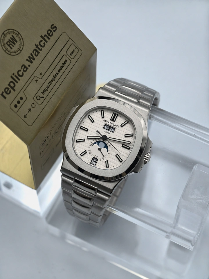 Patek Philippe Nautilus 5726/1A-010 Super Clone Watch with Annual Calendar, Moon Phase & Clone Caliber 324 S QA Movement