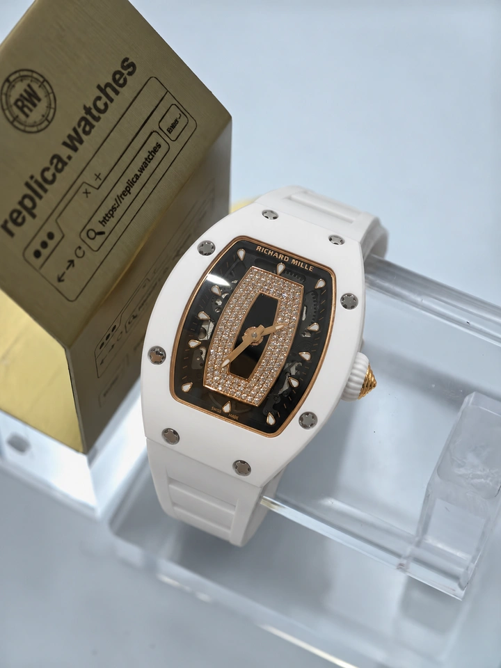Richard Mille RM 07-01 Ladies White Ceramic Clone Watch CRMA2 Automatic Skeleton Movement 1:1 Clone