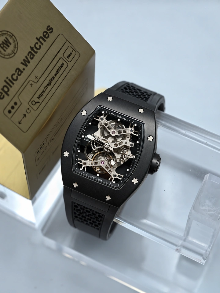 Richard Mille RM 027 Tourbillon Rafael Nadal Carbon Fiber Skeleton Watch Super Clone Manual Winding Tourbillon