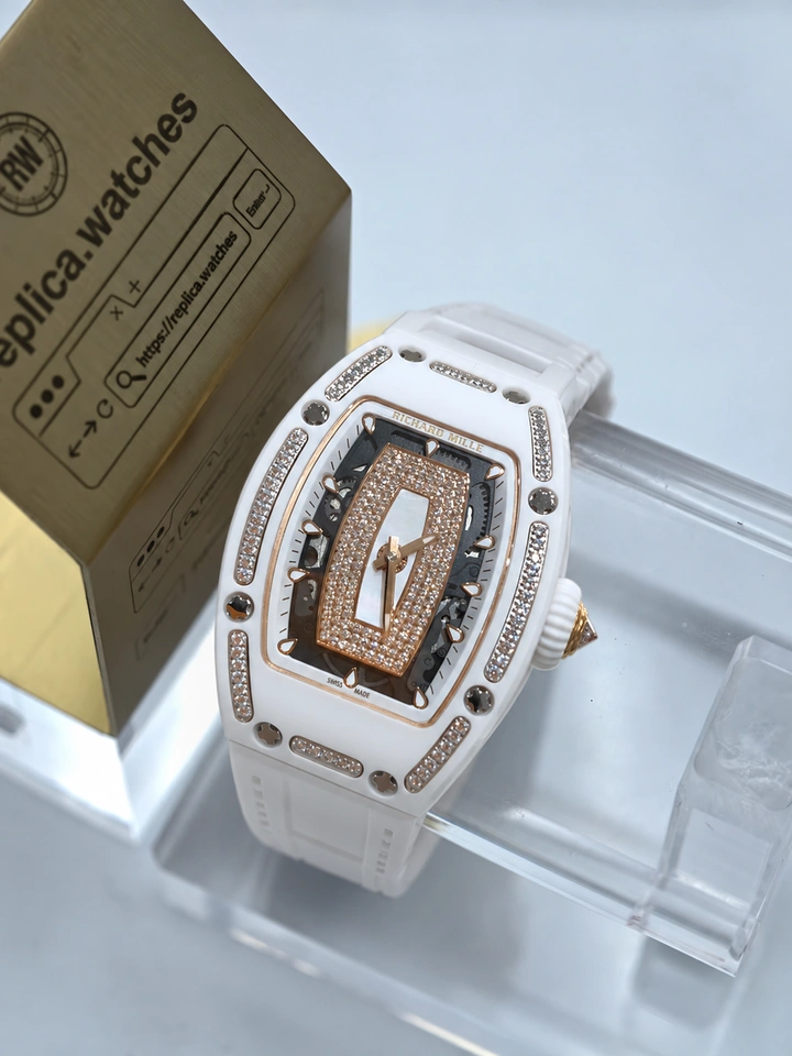 Richard Mille RM 07-01 Automatic White Ceramic Diamond Clone Watch with CRMA2 Movement Super Clone