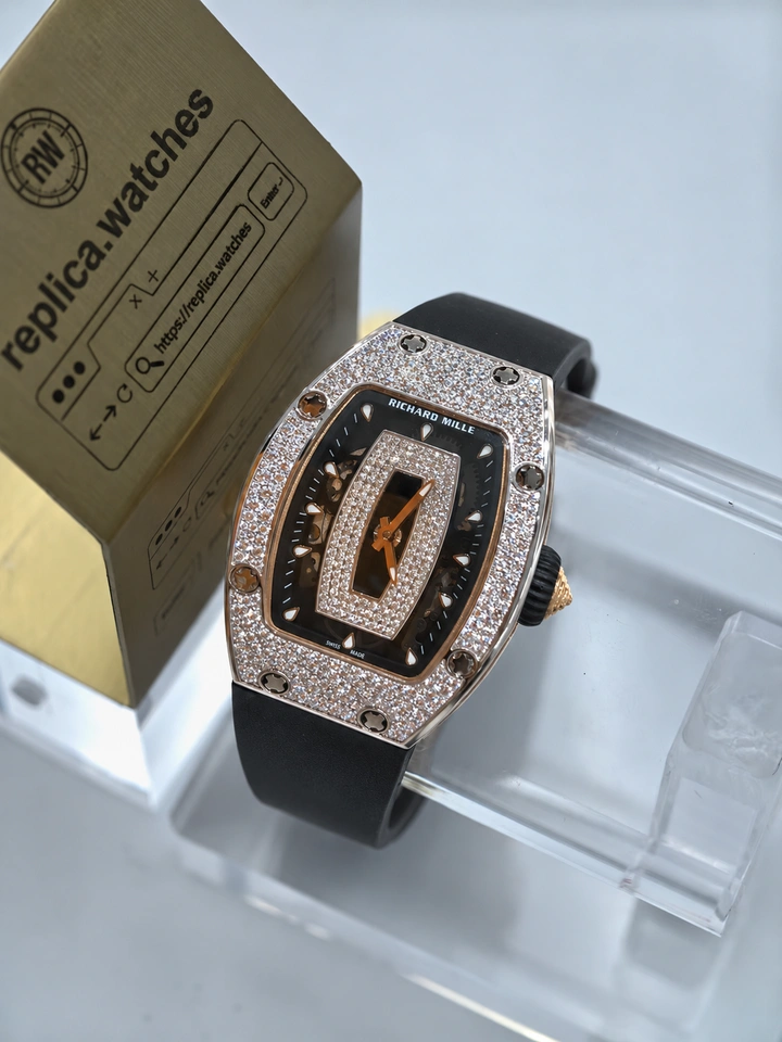 Richard Mille RM 07-01 Ladies White Gold Snow Diamond Set 1:1 Clone Watch CRMA2 Automatic Movement
