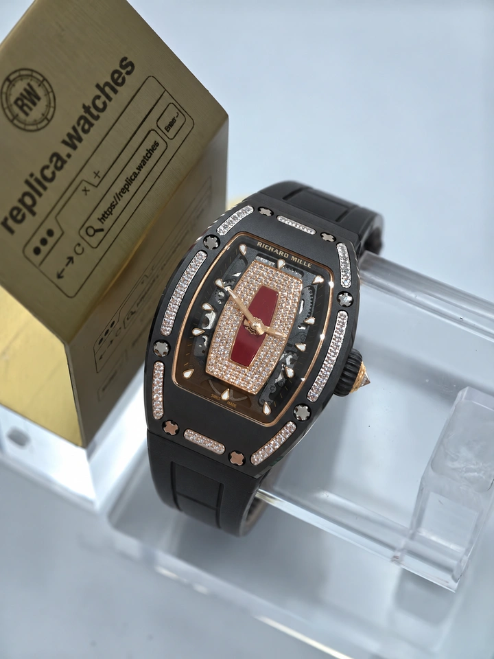 Richard Mille RM 07-01 Red Jasper Black Ceramic Gem-Set Dial Clone Watch with CRMA2 Automatic Movement
