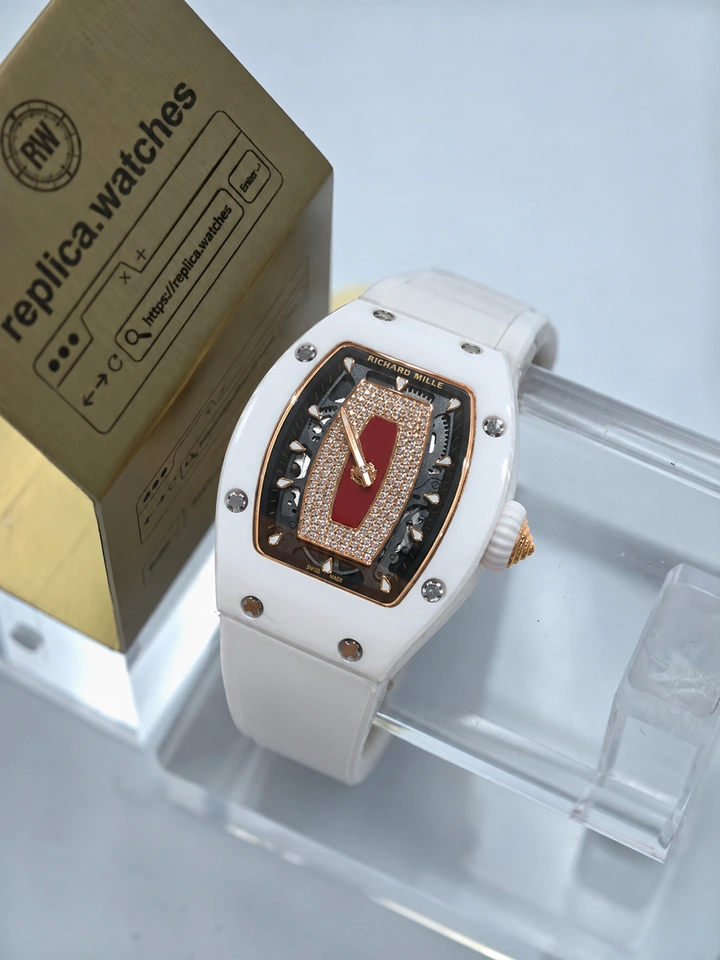Richard Mille RM 07-01 Red Lips Clone Watch White Ceramic Openwork Dial CRMA2 Automatic 1:1 Clone