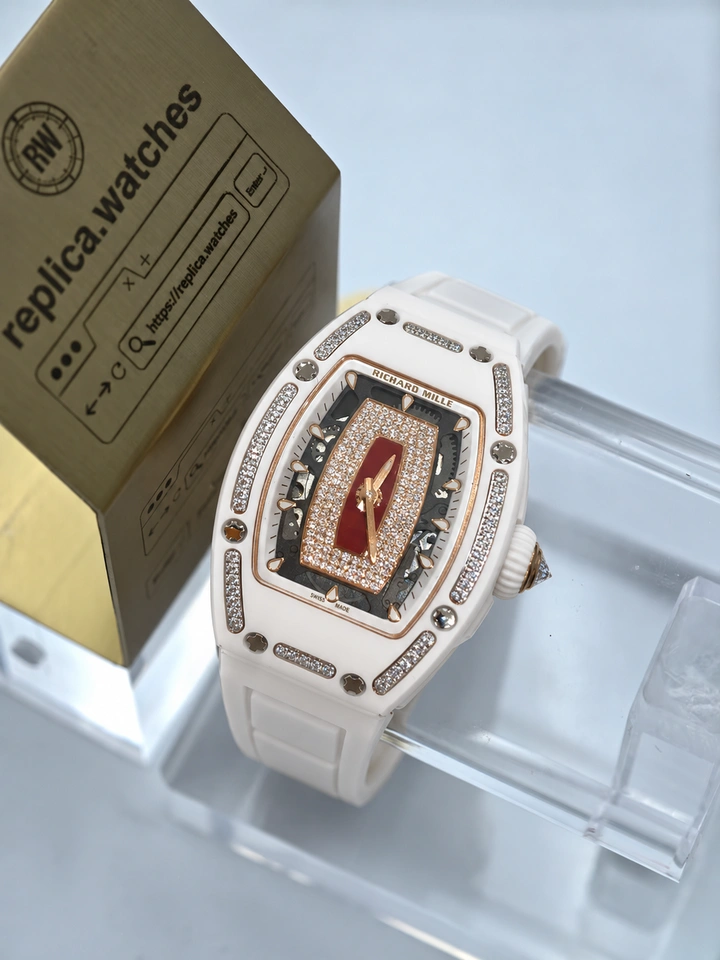 Richard Mille RM 07-01 White Ceramic Jasper Diamond 1:1 Clone Watch with CRMA2 Automatic Movement