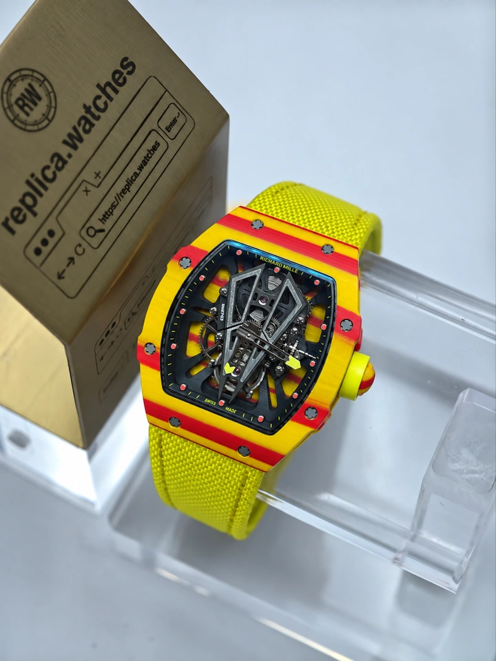 Richard Mille RM 27-03 Tourbillon Rafael Nadal Clone Watch Yellow Red Quartz TPT Case Skeleton Super Clone