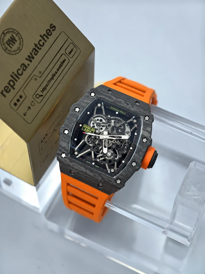 Richard Mille RM 35-01 Rafael Nadal Orange Super Clone Watch Carbon Fiber Skeleton Automatic Movement