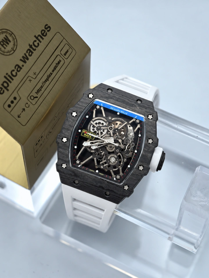Richard Mille RM 35-01 Rafael Nadal Black Carbon Clone Watch Skeleton Dial RMUL3 Manual Winding Movement