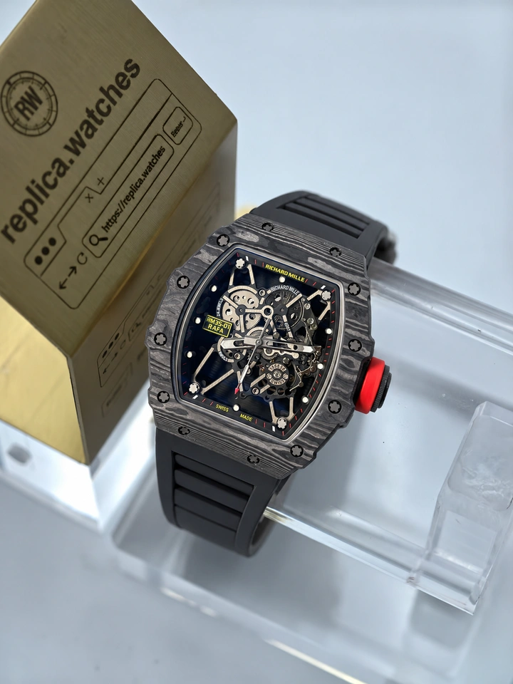 Richard Mille RM 35-01 Rafael Nadal Clone Watch Carbon Fiber Skeleton Dial Clone RMUL3 Manual-Winding Movement