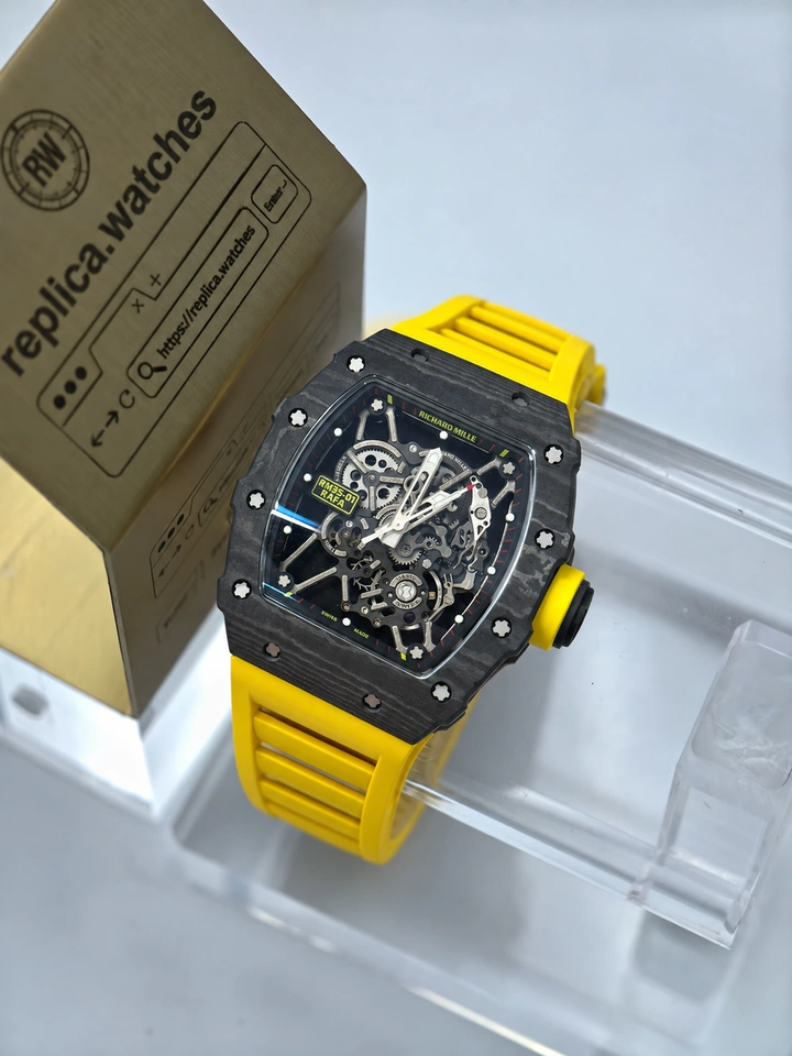 Richard Mille RM 35-01 Rafael Nadal Yellow Carbon Super Clone Watch with RMUL3 Skeleton Manual Movement
