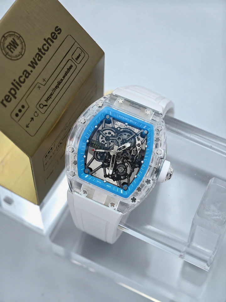 Richard Mille RM 35-01 Sapphire Blue Skeleton Tourbillon Style Transparent Case Watch 1:1 Clone