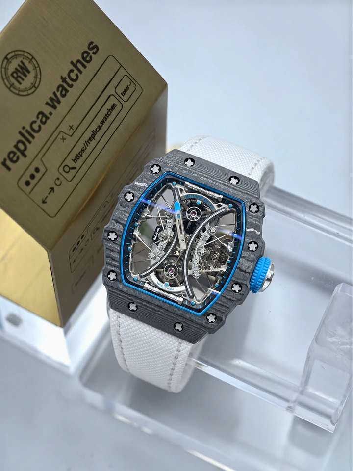 Richard Mille RM 53-01 Pablo Mac Donough Carbon Fiber Skeleton Tourbillon Manual Winding Luxury Watch 1:1 Clone