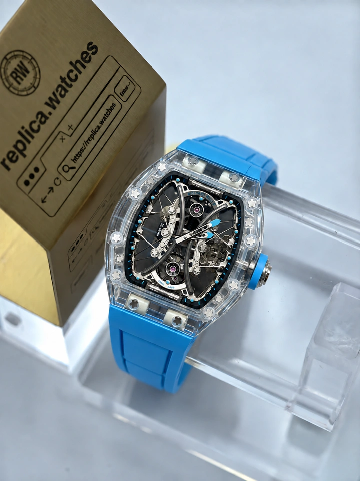 Richard Mille RM 53-02 Tourbillon Sapphire Clone Watch with Transparent Sapphire Case Skeleton Design